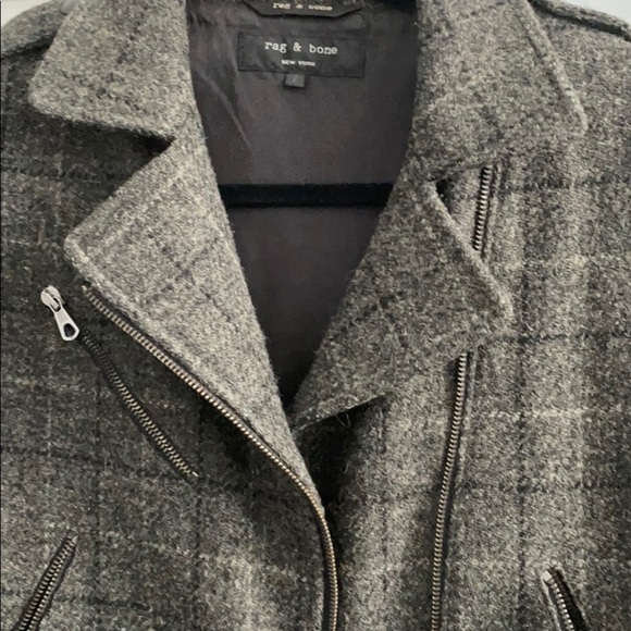 Rag & bone Harris Tweed jacket w‎ leather sleeves size 2 - Picture 2 of 16